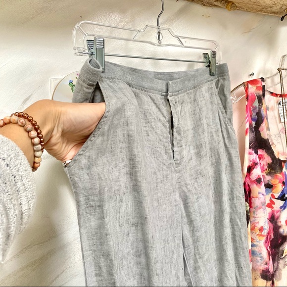 Sweet LINEN wide leg pants w raw edge🤍 - Picture 4 of 9